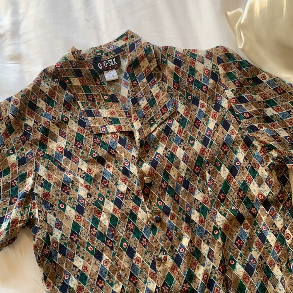 Silk casual button up top